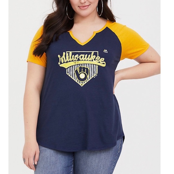 torrid Tops - Torrid - NWT Sz 4X Milwaukee Brewers Raglan Tee